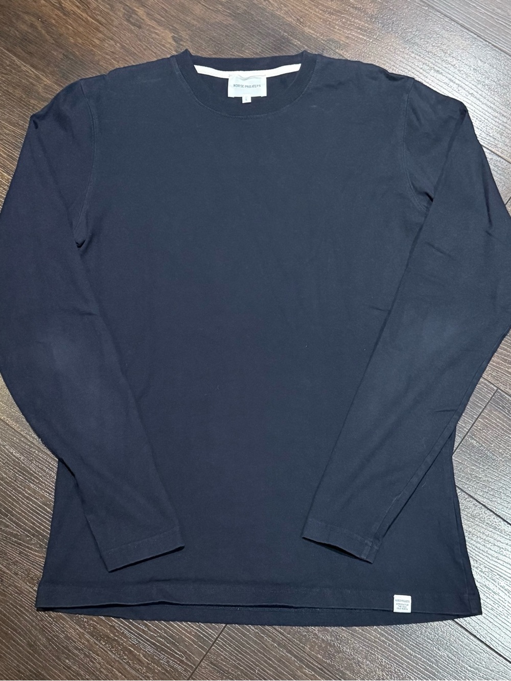 Norse Projects Niels Standard LS Long Sleeve Shirt Tee Navy Men Size Large